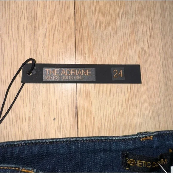 Genetic Denim The Adriane Mid-Rise Quilted Bell Jeans Dark Seafoam Size 24 NWT - Picture 5 of 10